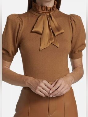 ALICE + OLIVIA Chase Puff Sleeve Stretch Wool Sweater